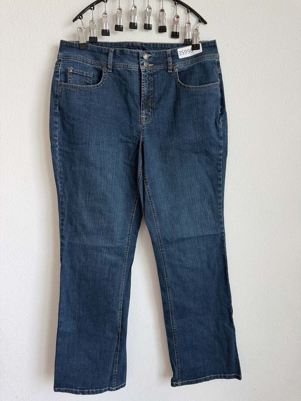 Sonoma Goods For Life Women's Dark Wash Double Button Straight Leg Jeans